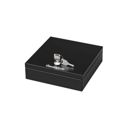 Master Lock SentrySafe Cash Box/Drawer Safe, Key Lock with Tray, 6-7/10"W x 7-1/10"D x 2-1/10"H, Black DS1ENGHRO